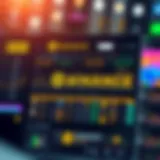 User interface of Binance showing various cryptocurrencies