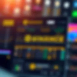 User interface of Binance showing various cryptocurrencies