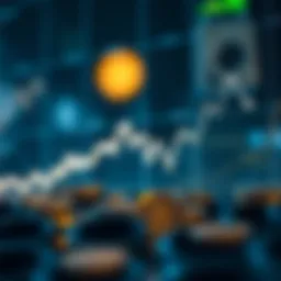 Graph illustrating the rise and fall of cryptocurrency values over time