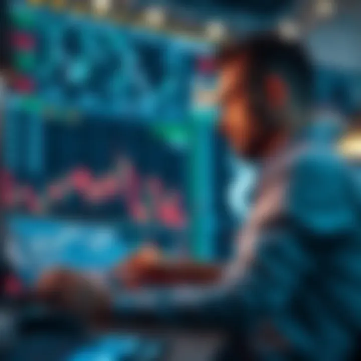 A trader analyzing charts with astrological influences