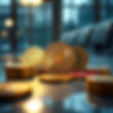 Elegant Display of Casascius Coin Collection A collection of Casascius coins displayed elegantly on a table