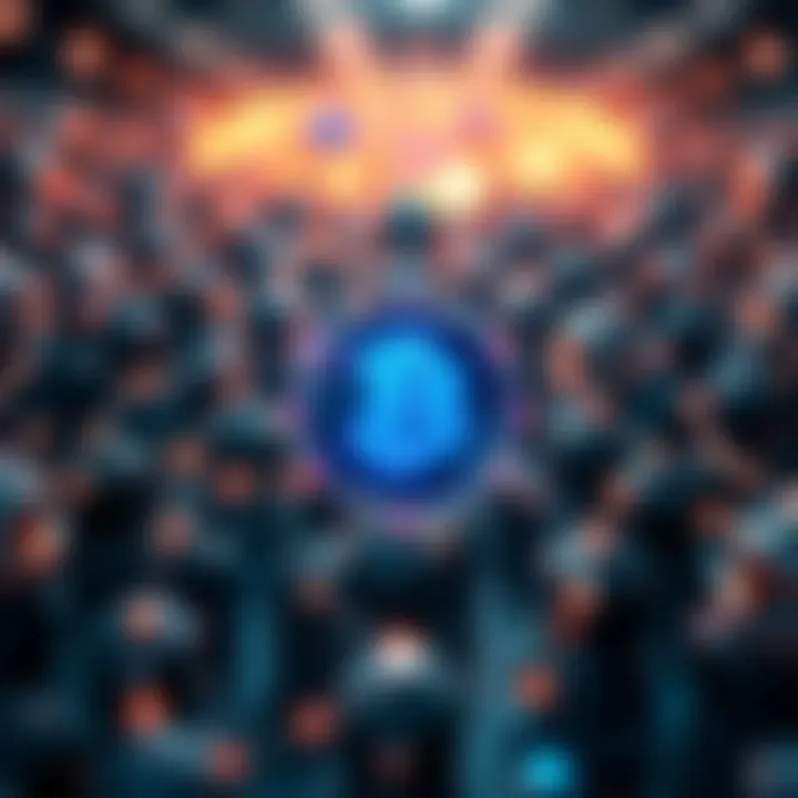 Visual representation of blockchain technology and its interconnected nodes