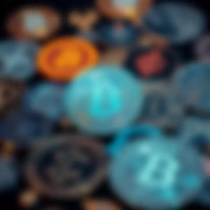 Symbolic representation of diverse cryptocurrencies