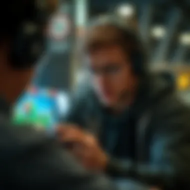 Engagement in Cryptocurrency Gaming Player engaging with a cryptocurrency game on a smartphone