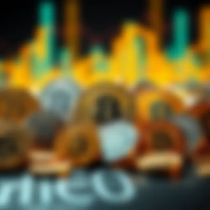 Diversity of Digital Currencies A diverse range of digital coins symbolizing investment opportunities