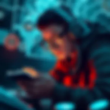 Deep Diving into Cryptocurrency Knowledge A conceptual illustration of a person studying cryptocurrency concepts