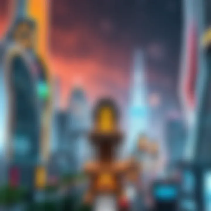 Futuristic Cityscape with NFT Mansions A futuristic cityscape highlighting the potential of NFT mansions