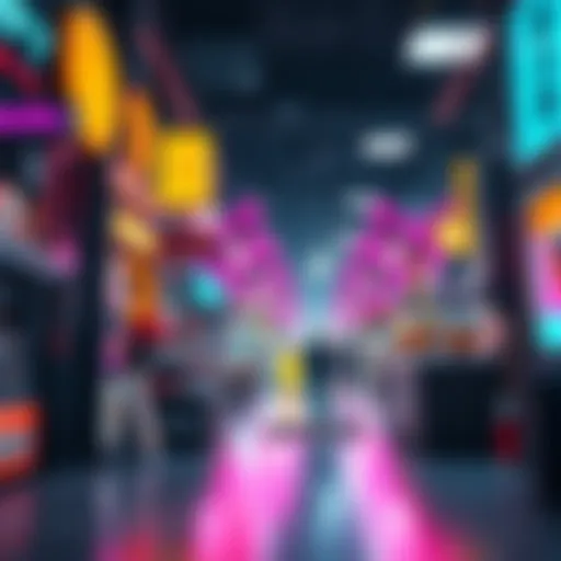 The Future of No-Fee NFT Marketplaces An abstract representation of a fee-free NFT marketplace environment showcasing digital art and cryptocurrency elements.