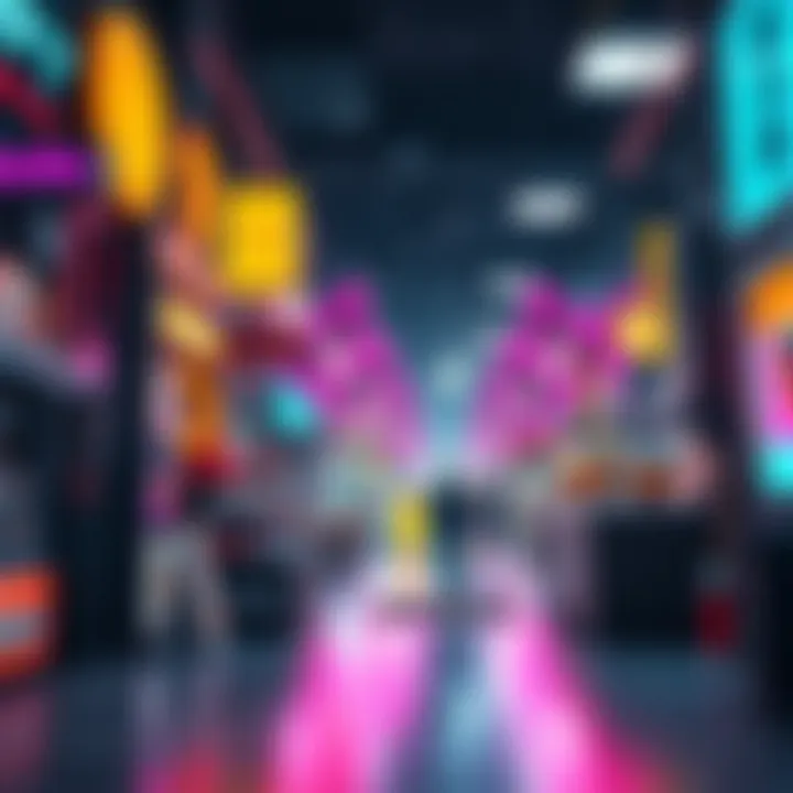 The Future of No-Fee NFT Marketplaces An abstract representation of a fee-free NFT marketplace environment showcasing digital art and cryptocurrency elements.