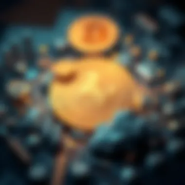 Mythical Coin Concept Abstract depiction of a mythical coin surrounded by digital elements