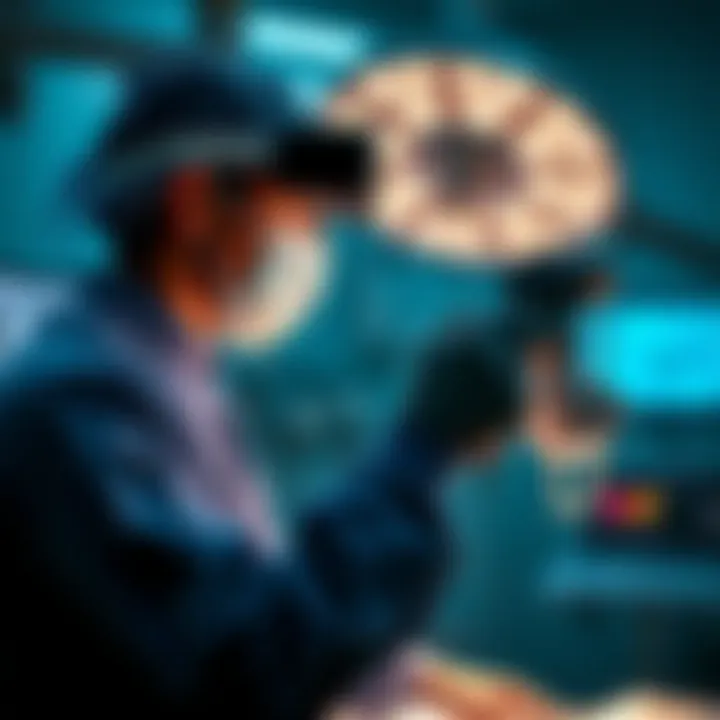 AR in Surgery for Enhanced Precision A medical professional using AR to enhance surgical precision and patient care.