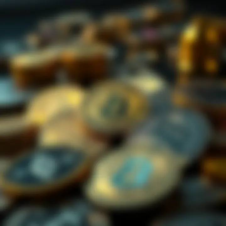 Diversification in Cryptocurrency Investments Visual representation of diverse digital currencies in a portfolio