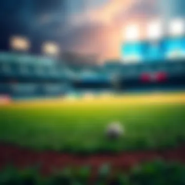The Fusion of Baseball and Cryptocurrency Illustration of a baseball field with cryptocurrency symbols