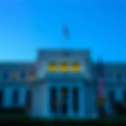 Federal Reserve building with American flags