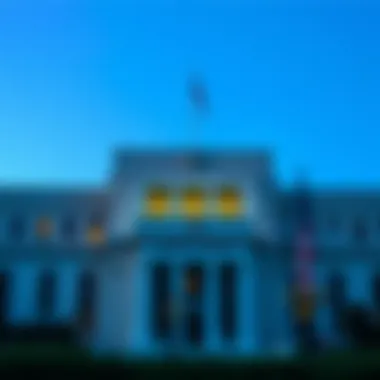 Federal Reserve building with American flags