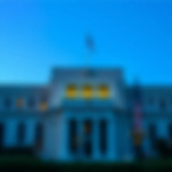 Federal Reserve building with American flags