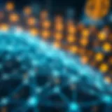 An abstract representation of decentralized finance with interconnected nodes