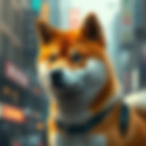 An artistic representation of Shiba Inu cryptocurrency symbolizing market dynamics