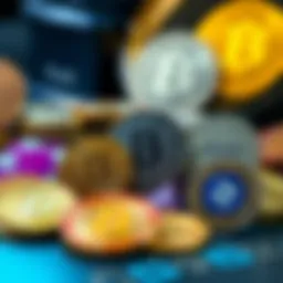 Cryptocurrency logos representing various digital currencies