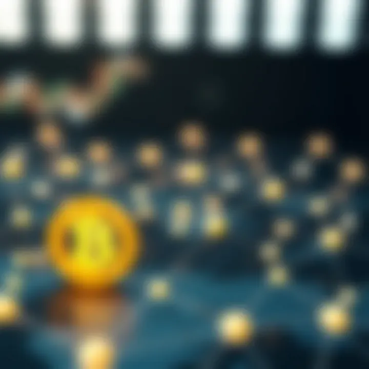 An illustration showing decentralized finance networks and their connections.