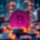 Blockchain Technology Behind Digital Coins Conceptual illustration of blockchain technology