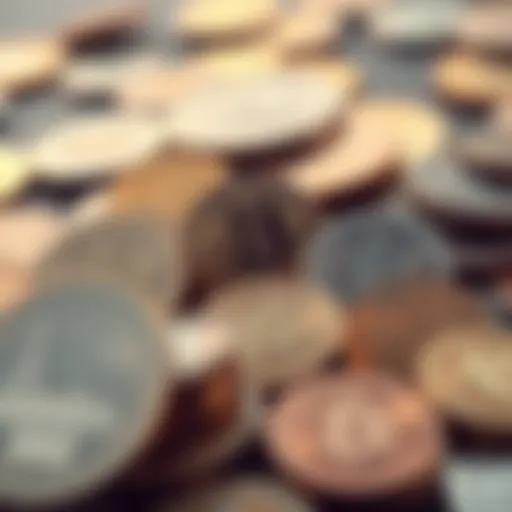 Diverse Digital Currencies A visual representation of digital currencies with various coins displayed