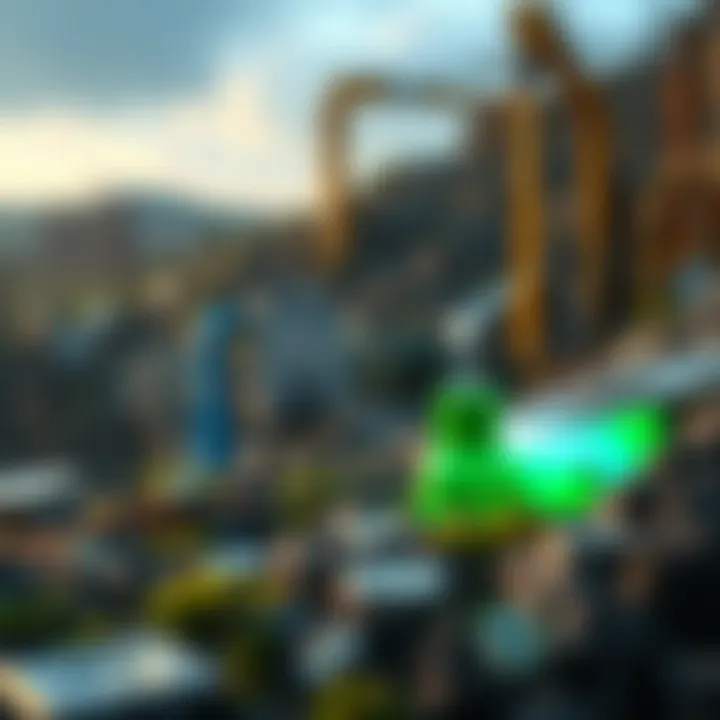 Environmental Considerations in NFT Minting Illustration showcasing the environmental impact of blockchain mining