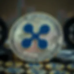 Ripple stock symbol with cryptocurrency background