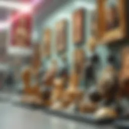 An artistic representation of various NFTs in a digital gallery setting