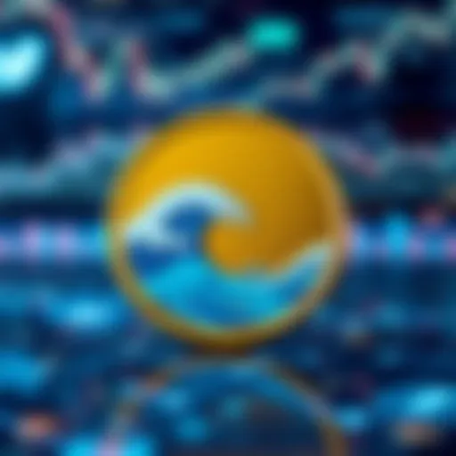 Waves Coin Logo in Digital Context Waves Coin logo with digital background